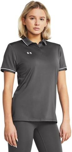 Under Armour Team Tipped Womens Short Sleeve Polo Shirt M Red-White in Saudi Arabia