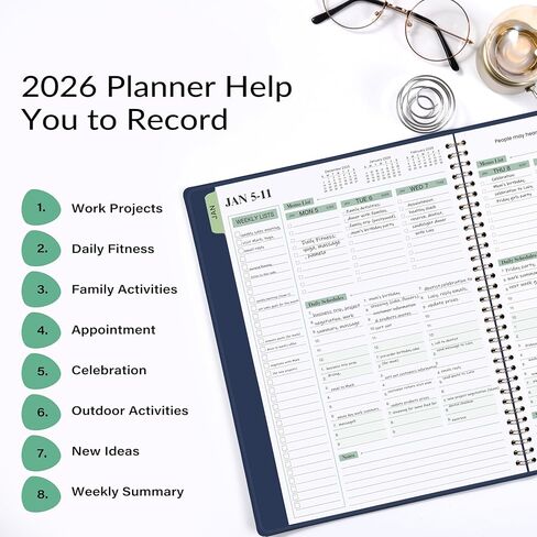 2026 Planner - Planner 2026 Weekly and Monthly, 11.38'' x 8.74'', 2026 Calendar Leather Planner, JAN 2026 - DEC 2026, Daily Hourly Appointment Book, To Do List, Monthly Tabs, Faux Soft Leather, Back Pockets - Brown in Kuwait
