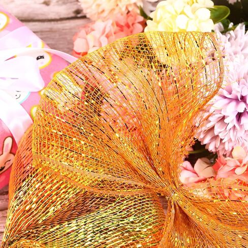 WILLBOND 4 Rolls Thanksgiving Mesh Ribbon for Wreath 6 Inch Wide Fall Autumn Wrapping Ribbon Supplies Metallic Foil Wired Edge Ribbon Decoration for Making DIY Party Crafts (Fresh Colors) in Saudi Arabia