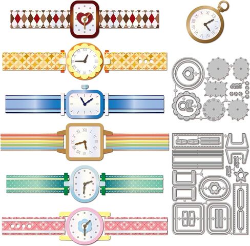 GLOBLELAND Vintage Pocket Watch Clock Cutting Dies for Card Making Wrist Watch Metal Die Cuts Flowers Shapes Cuts Stencils for DIY Embossing Paper Cuts Scrapbooking Decor in Saudi Arabia