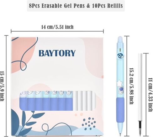 Baytory 18PCS Ambelable Ambels ، 8pcs أقلام الحبر الأزرق و 10pcs عبوات سوداء ، قلم لطيف قابل للسحب مع ممحاة ، نقطة دقيقة 0.5 ملم ، قلم حبر هلام جاف سريع ، لألغاز الكلمات المتقاطعة (الوردي) in Kuwait