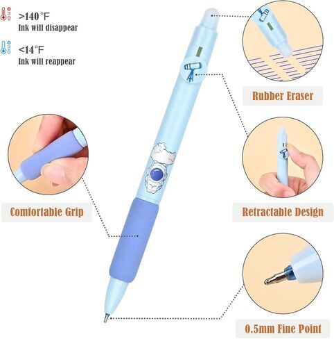 Baytory 18PCS Ambelable Ambels ، 8pcs أقلام الحبر الأزرق و 10pcs عبوات سوداء ، قلم لطيف قابل للسحب مع ممحاة ، نقطة دقيقة 0.5 ملم ، قلم حبر هلام جاف سريع ، لألغاز الكلمات المتقاطعة (الوردي) in Kuwait