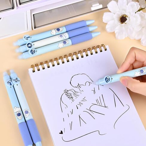 Baytory 18PCS Ambelable Ambels ، 8pcs أقلام الحبر الأزرق و 10pcs عبوات سوداء ، قلم لطيف قابل للسحب مع ممحاة ، نقطة دقيقة 0.5 ملم ، قلم حبر هلام جاف سريع ، لألغاز الكلمات المتقاطعة (الوردي) in Kuwait