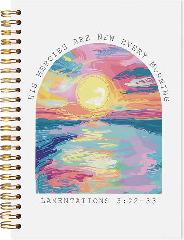 LADOCK Watercolor Boho Sunrise Christian Spiral Notebook, Christian Gifts for Women Faith, His Mercies are New Every Morning Prayer Bible Journal Journaling for Women, 5.5x8.3 in Saudi Arabia