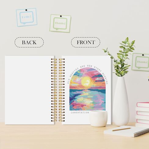 LADOCK Watercolor Boho Sunrise Christian Spiral Notebook, Christian Gifts for Women Faith, His Mercies are New Every Morning Prayer Bible Journal Journaling for Women, 5.5x8.3 in Saudi Arabia