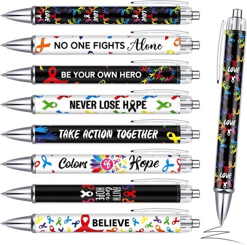 48 PCS Cancer Awarenenty Point Pens BENS BROK COLLULFULLIP RIBBON ALCERALL ALS ALSBANS BLACK EXTROSESSIONS Eassities Inspiral Form in Saudi Arabia
