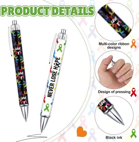 48 PCS Cancer Awarenenty Point Pens BENS BROK COLLULFULLIP RIBBON ALCERALL ALS ALSBANS BLACK EXTROSESSIONS Eassities Inspiral Form in Saudi Arabia