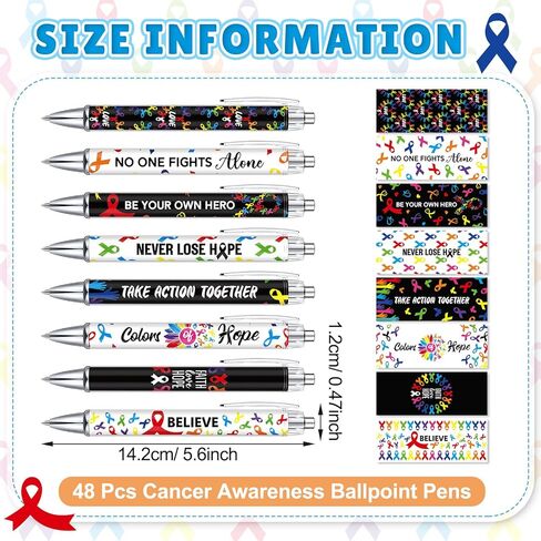 48 PCS Cancer Awarenenty Point Pens BENS BROK COLLULFULLIP RIBBON ALCERALL ALS ALSBANS BLACK EXTROSESSIONS Eassities Inspiral Form in Saudi Arabia