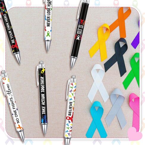 48 PCS Cancer Awarenenty Point Pens BENS BROK COLLULFULLIP RIBBON ALCERALL ALS ALSBANS BLACK EXTROSESSIONS Eassities Inspiral Form in Saudi Arabia