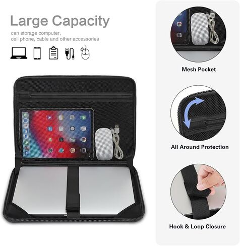MOSISO Motorcycle Leg Bag EVA Expandable Storage Thigh Bags&15-16 inch Laptop Hard Case, 15.6 inch Waterproof Shockproof Computer Bag,Artistic Geometric EVA Carrying Sleeve with Handle, Black in Saudi Arabia