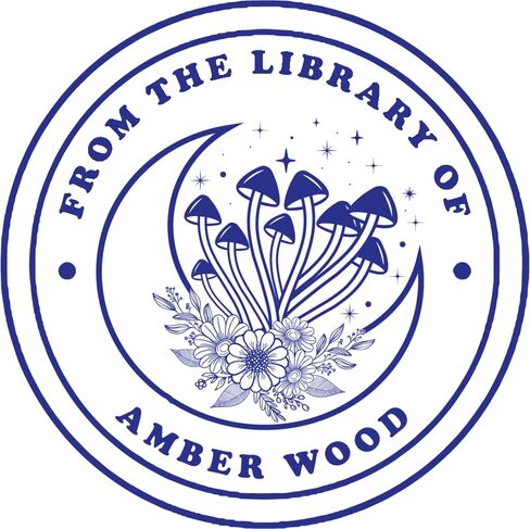 Ex Libris Floral Mushroom Book Stamp - طابع مكتبة مخصصة مع مقبض الخشب ذو النفس المطاط (الحبر الأسود) in Saudi Arabia