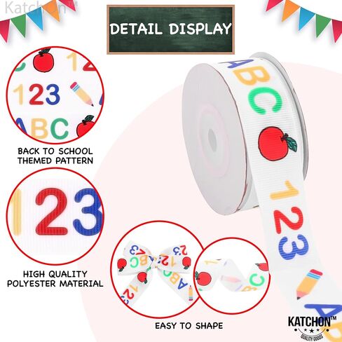 KatchOn, Back to School Ribbon for Crafts - 10 Yard | Abc Ribbon for Crafts | Teacher Ribbon, School Ribbon for Welcome Back to School Decorations | Alphabet Ribbon for First Day of School Decorations in Saudi Arabia