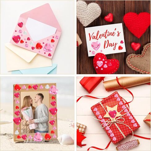 516 PCS Heart Face Gems, Bling Heart Eye Jewels Stickers for Crafts, Pink Red Adhesive Face Gems for Crafts, Acrylic Rhinestones Love Eye Sticker for Body Makeup Wedding Decor DIY in Saudi Arabia