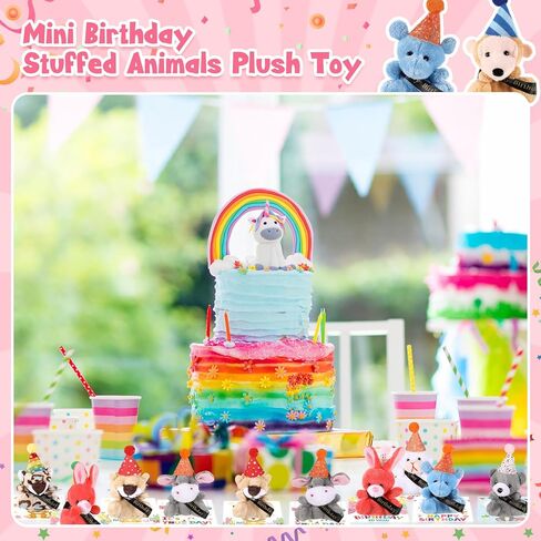 12 Sets Birthday Mini Animal Plush Bulk with Cards Birthday Party Decorations Mini Stuffed Animals for Students Classroom Reward Party Favors Return Gifts Present in Saudi Arabia
