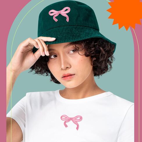 21pcs Bow Patches, Iron on Bow Pink Patch Bows Embroidered Patch Cute Sequin Applique Shiny Sew On Fabric Patches for Clothes Shoes Jeans Hats DIY Projects Girl Women in Saudi Arabia