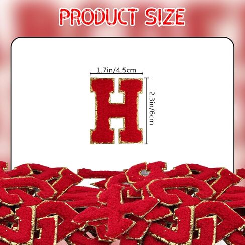 26 PCS CHENILLE LETTER STATES SELF لاصق ملصقات خطاب Chenille A-Z ASPROIQUE DOTAEDE THE SEY DIY Hats Backs Backs (Red) (26 ، Red ، Size) in Kuwait
