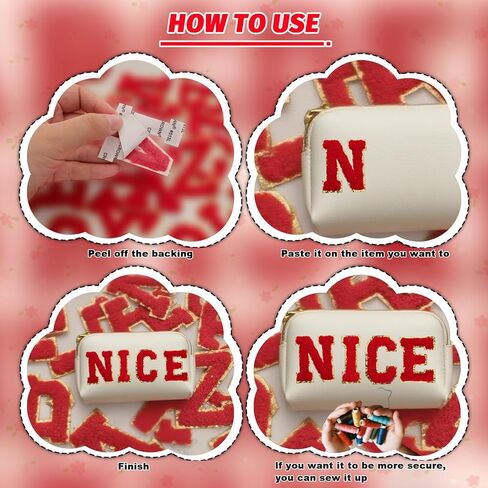26 PCS CHENILLE LETTER STATES SELF لاصق ملصقات خطاب Chenille A-Z ASPROIQUE DOTAEDE THE SEY DIY Hats Backs Backs (Red) (26 ، Red ، Size) in Kuwait