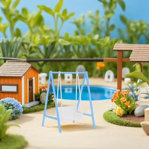 BESPORTBLE Miniature Dollhouse Swing Chair: 1:12 Scale Plastic Dollhouse Furniture Accessories for DIY Fairy Garden Playground Garden Park Scenes in Saudi Arabia