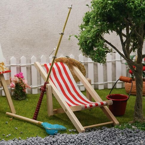 Odoria 1/12 Miniature Beach Chair Dollhouse Outdoor Furniture Accessories, Blue in Saudi Arabia
