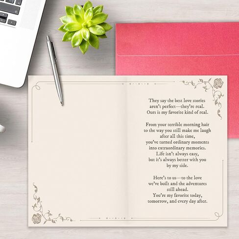 Sweet Anniversary Card for Him, Romantic Wife To Husband Greeting Card With Heartfelt Message, To My Husband With Love on Our Anniversary in Kuwait