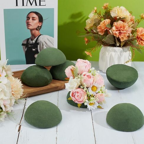OLYCRAFT 8Pcs Half Ball Floral Foam Green Half Ball Foams Dry Floral Flower Foam Block Florist Foams for Artificial Plant Bouquet and Wedding and Birthdays Garden Decorations 3.5x1.7 Inch in Saudi Arabia