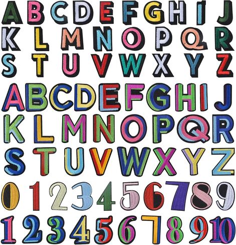 72pcs 3D الحديد على بقع ، 2 أنماط الحديد على رسالة (A-Z) وبقع الأرقام (0-9 و 1-10) ، خياطة النسيج الملونة على بقع الأبجدية ، أرقام بقع لحقائب الملابس DIY in Saudi Arabia