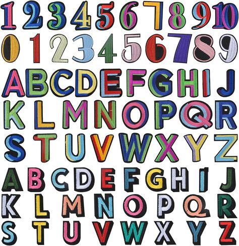 72pcs 3D الحديد على بقع ، 2 أنماط الحديد على رسالة (A-Z) وبقع الأرقام (0-9 و 1-10) ، خياطة النسيج الملونة على بقع الأبجدية ، أرقام بقع لحقائب الملابس DIY in Saudi Arabia
