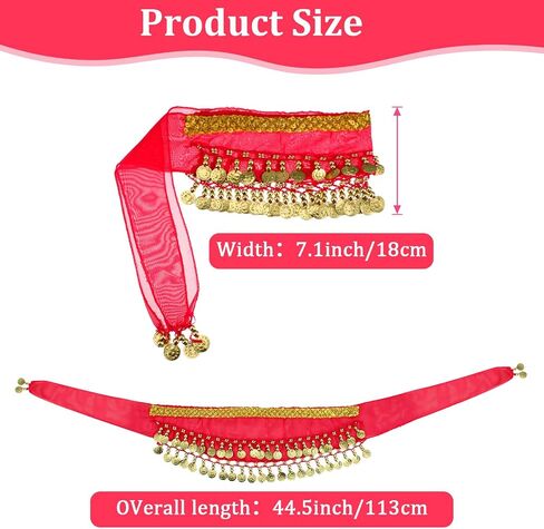Belly Dance Hip Scarf, Belly Dancer Skirt Dog Dancer Costume Pet Dogs Costumes with Skirt Wrap Performance Bling Sequins Coins for Women Corgi Puppy Birthday Parties Halloween Celebrations Red in Saudi Arabia