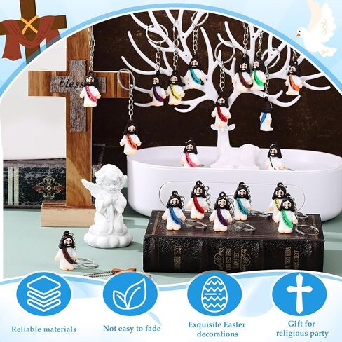 Sumind 24 pcs Jesus Toys Figurine Christian Keychain Religious Keychain Bulk Classic Christian Rings for Christ in Saudi Arabia