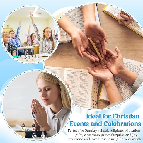 Sumind 24 pcs Jesus Toys Figurine Christian Keychain Religious Keychain Bulk Classic Christian Rings for Christ in Saudi Arabia