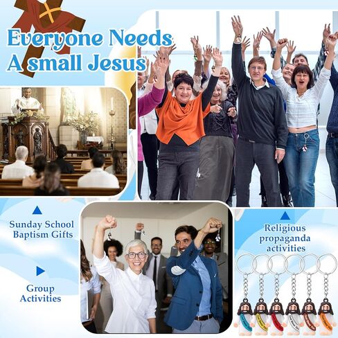 Sumind 24 pcs Jesus Toys Figurine Christian Keychain Religious Keychain Bulk Classic Christian Rings for Christ in Saudi Arabia