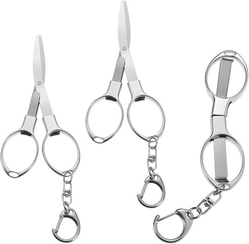 Folding Scissors 3 Pack, Portable Mini Stainless Steel Safety Scissor with Keychain, Compact Travel Craft Sewing Office Nurse Badge Scissors for Home Fishing Accessories in Saudi Arabia