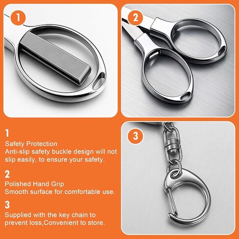 Folding Scissors 3 Pack, Portable Mini Stainless Steel Safety Scissor with Keychain, Compact Travel Craft Sewing Office Nurse Badge Scissors for Home Fishing Accessories in Saudi Arabia