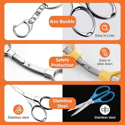Folding Scissors 3 Pack, Portable Mini Stainless Steel Safety Scissor with Keychain, Compact Travel Craft Sewing Office Nurse Badge Scissors for Home Fishing Accessories in Saudi Arabia