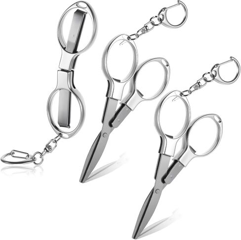 Folding Scissors 3 Pack, Portable Mini Stainless Steel Safety Scissor with Keychain, Compact Travel Craft Sewing Office Nurse Badge Scissors for Home Fishing Accessories in Saudi Arabia