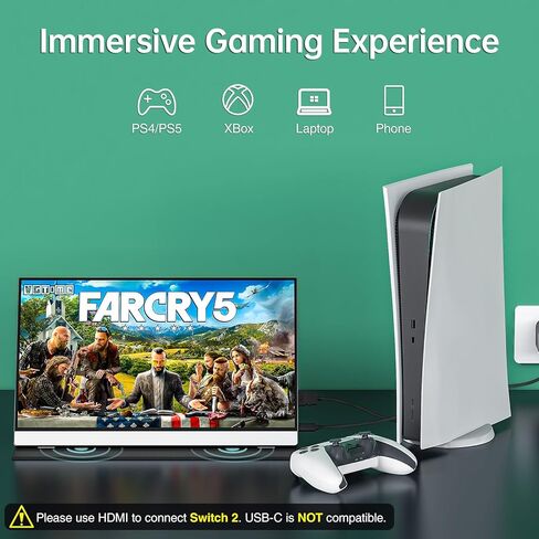 Cocopar Portable Monitor for Laptop - 15.6 Inch 1080P FHD HDR Travel Monitor with USB-C HDMI for Laptop PC Mac Surface Xbox PS4/5, VESA Mountable in Kuwait