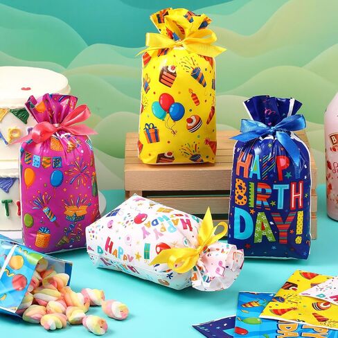 Pasimy 50 pcs عيد ميلاد أكياس عيد ميلاد عيد ميلاد الأكياس حقيبة هدية عيد ميلاد حقيبة عيد ميلاد ملونة حلقة عيد ميلاد بلاستيك حقيبة جيدة الحلوى لمستلزمات حفلة عيد الميلاد in Saudi Arabia