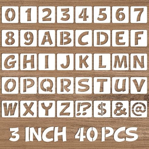40 PCS 3 بوصة قابلة لإعادة الاستخدام من البلاستيك الأبجدية رذاذ الطلاء الطلاء رسائل والرقم stencil alphabet stencils stencil in Saudi Arabia