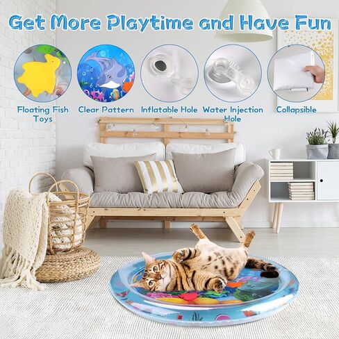 Cat Dog Water Mat, Thickened Durable Non-Slip Playmat, Durable Easy Clean Water Mat, for Indoor and Outdoor Cat Dog Toys in Saudi Arabia