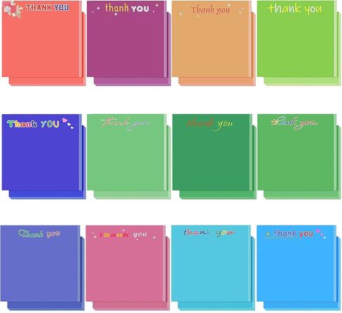 48 Pcs Thank You Sticky Note 3x3 Inch Employee Appreciation Sticky Note Pad with Line Back to School Gift Bulk Mini Inspirational Team Favor for Teacher Nurse Coworker Staff Office(Blank) in Saudi Arabia
