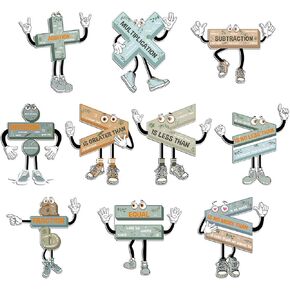 Amsoingspark 10 Set Eucalyptus Math Posters for Classroom Garge Math Keyword Symbol Clutoin Clutouts Mathematics Tools Tools for School To School Wall Decor in Saudi Arabia
