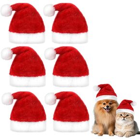 6 PCS Mini Santa Hat for Dogs Christmas Party ، قبعات سانتا الصغيرة القابلة للتعديل للحرف اليدوية ، قبعات Santas الصغيرة الدعائم - قبعة عيد الميلاد الحمراء والبيضاء للحيوانات الأليفة Cat Cat Histent in Kuwait
