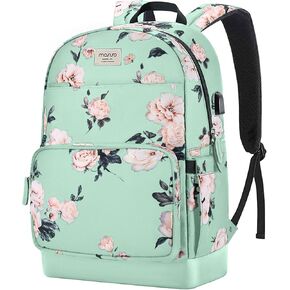 Mosiso 15.6-16 بوصة حقيبة ظهر محمول للنساء ، حقيبة Daypack Polyester المضادة للسرقة مع حزام الأمتعة وموانئ شحن USB ، حقيبة سفر كاميليا ، أسود in Kuwait