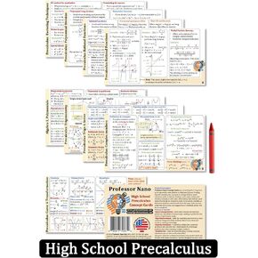 البروفيسور نانو المدرسة الثانوية بطاقات مفهوم precalculus || 4x7.11 بوصة ، مجموعة من 10 || ورقة الغش ، Quickstudy in Kuwait