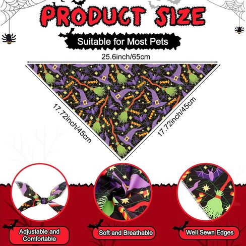 Frienda 12 PCS Halloween Costume for Dog assucture bandanas triangle وشاح ، كرات تنس صاخبة للحيوانات الأليفة ، عقال الحيوانات الأليفة القابل للتعديل لملحقات ملابس الهالوين in Kuwait