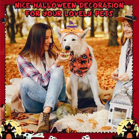 Frienda 12 PCS Halloween Costume for Dog assucture bandanas triangle وشاح ، كرات تنس صاخبة للحيوانات الأليفة ، عقال الحيوانات الأليفة القابل للتعديل لملحقات ملابس الهالوين in Kuwait