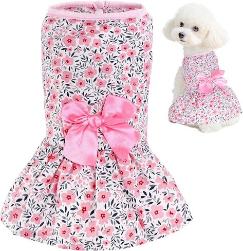 Choyaxo Floral Dog Custome Princess Bow Dress Cute Cog Skirt Pet Dress Summer Apt Abt الملابس لجرو جرو القطط الصغيرة in Saudi Arabia