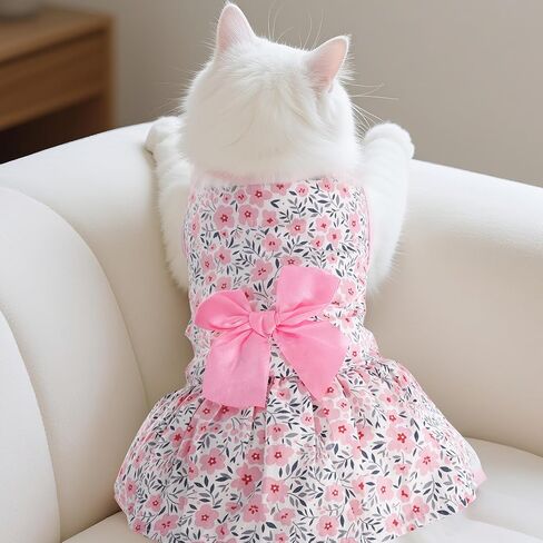 Choyaxo Floral Dog Custome Princess Bow Dress Cute Cog Skirt Pet Dress Summer Apt Abt الملابس لجرو جرو القطط الصغيرة in Saudi Arabia