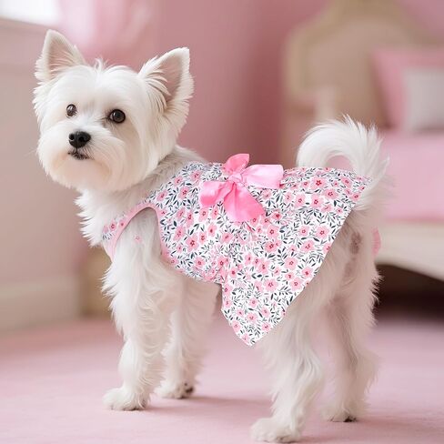 Choyaxo Floral Dog Custome Princess Bow Dress Cute Cog Skirt Pet Dress Summer Apt Abt الملابس لجرو جرو القطط الصغيرة in Saudi Arabia
