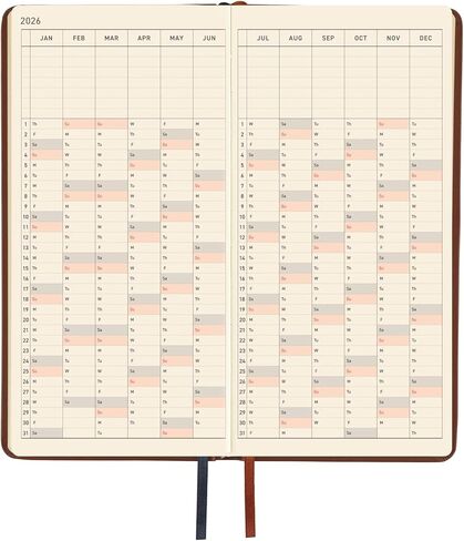 Hobonichi Techo 2026 Weeks - Leather: Wine Brown (English ، Tall & Slim ، Start) in Saudi Arabia